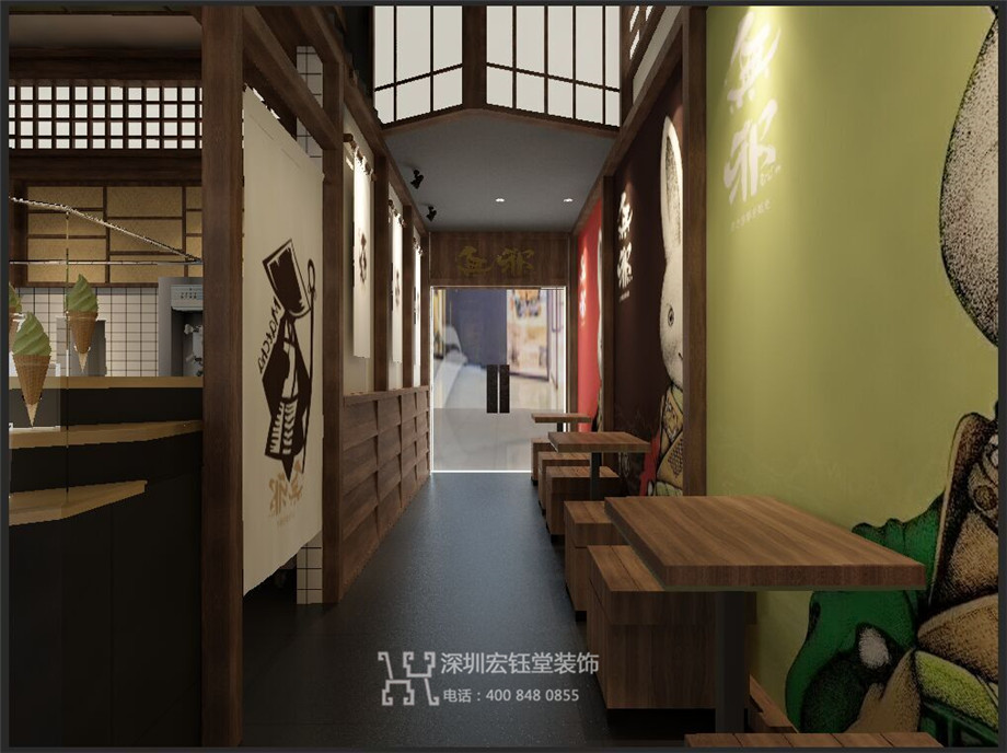 无邪抹茶郑州店装修设计方案-甜品餐饮店案例-宏钰堂装饰郑州分公司