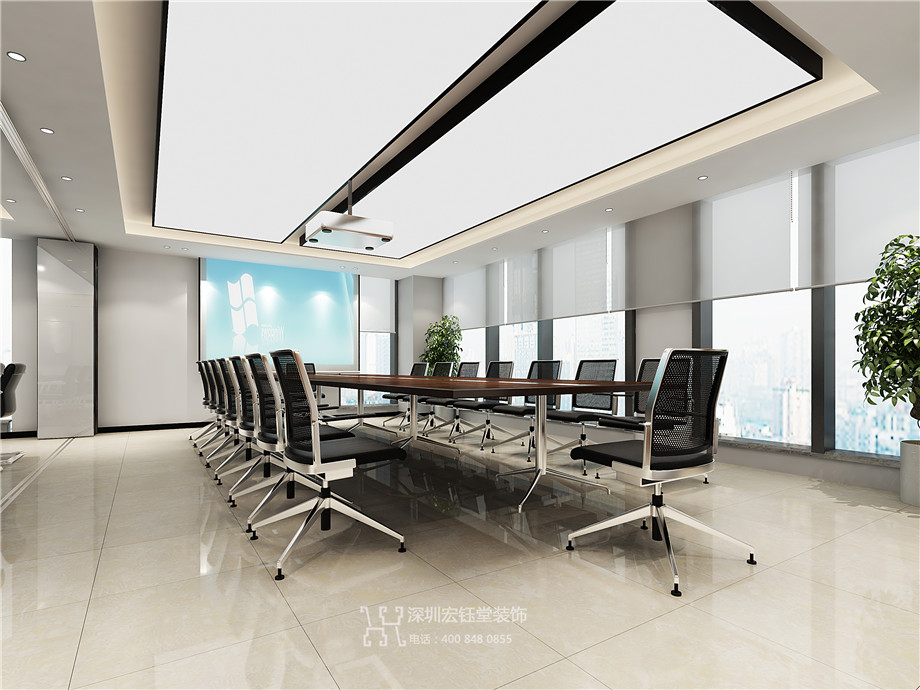 郑州企业公园地产公司办公室会议室装修设计图