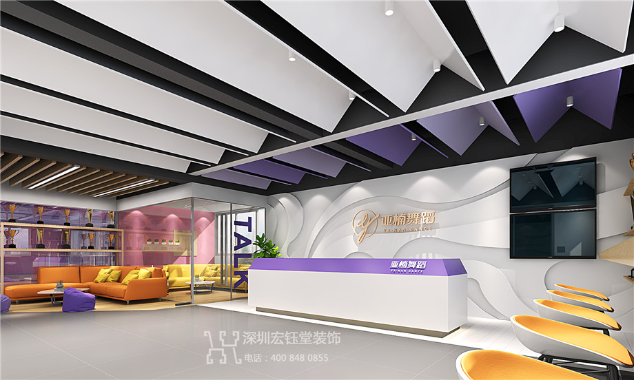 郑州亚楠舞蹈艺术培训学校装修设计方案-大厅效果图