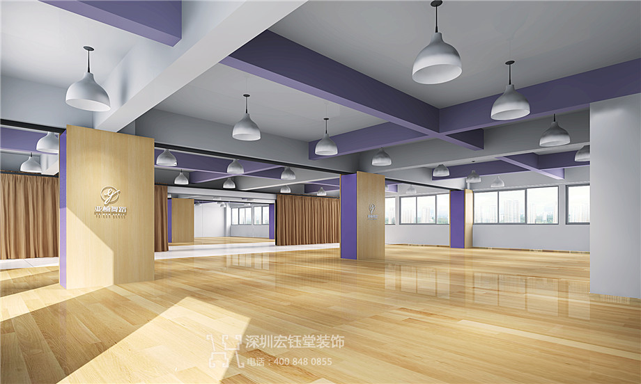 郑州亚楠舞蹈艺术培训学校装修设计效果图-舞蹈教室效果图