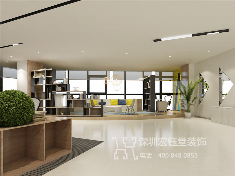 郑州办公室装修设计-河南凸凹房地产-接待区效果图