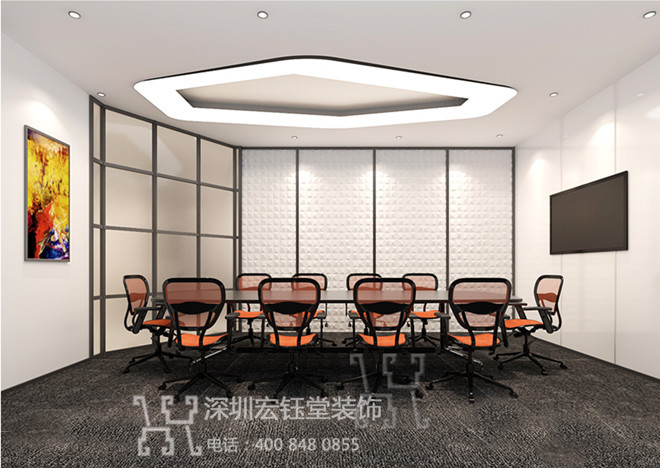 郑州办公室装修-时尚会议室设计效果图