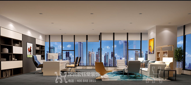 郑州宏之达化妆品高端时尚办公装修案例-总经理室设计效果图