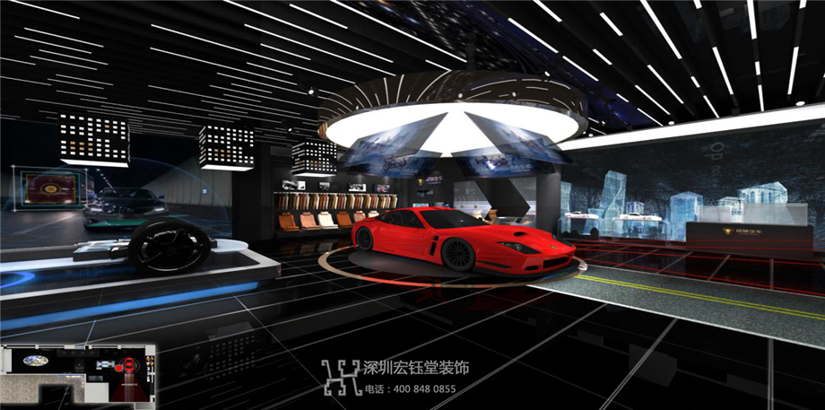 绿驰汽车集团绿色能源汽车展厅展示区装修设计图