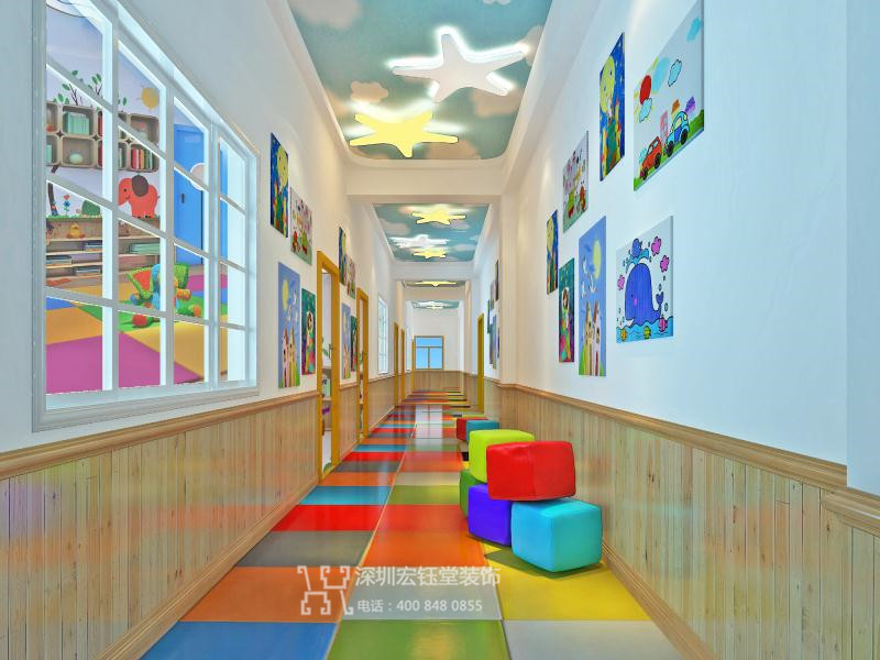 郑州美国艾利特高端幼儿园走廊装修设计案例