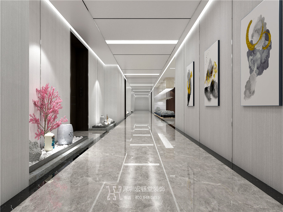 郑州市市场发展投资有限公司整层办公室装修案例-办公室走廊设计效果图