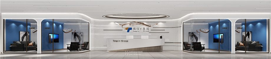 河南腾信集团总部办公室前台装修效果图