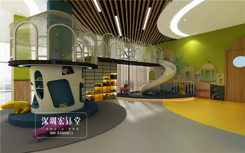 郑州白沙星光贝迪幼儿园大厅游戏区装修设计效果图